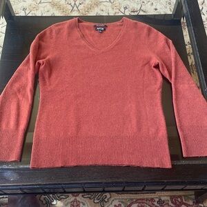 Apt 9 Burnt Orange 100% Cashmere Women’s V-Neck Sweater Size L